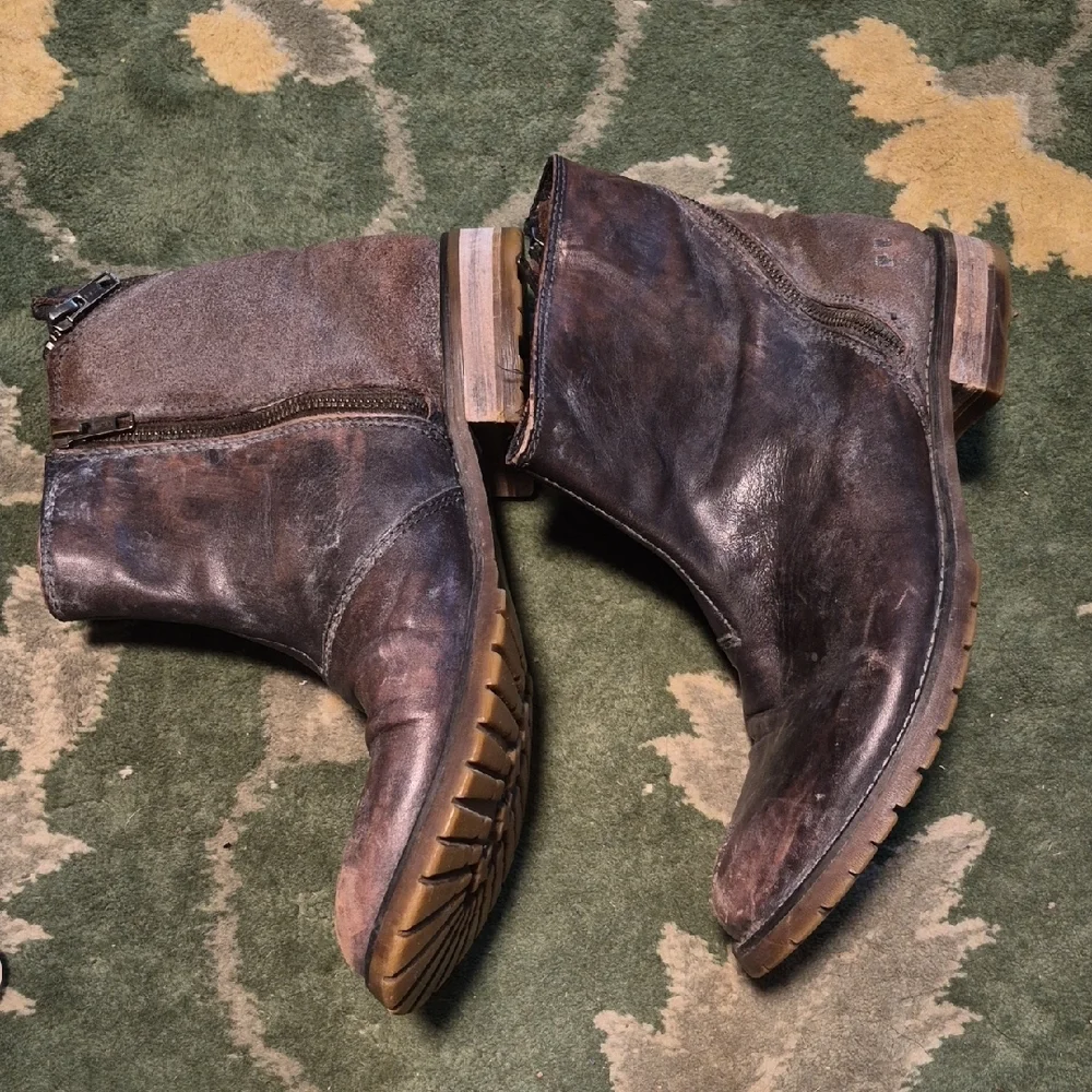 Bed Stu Brown Leather Chukka Boots with Side Zip